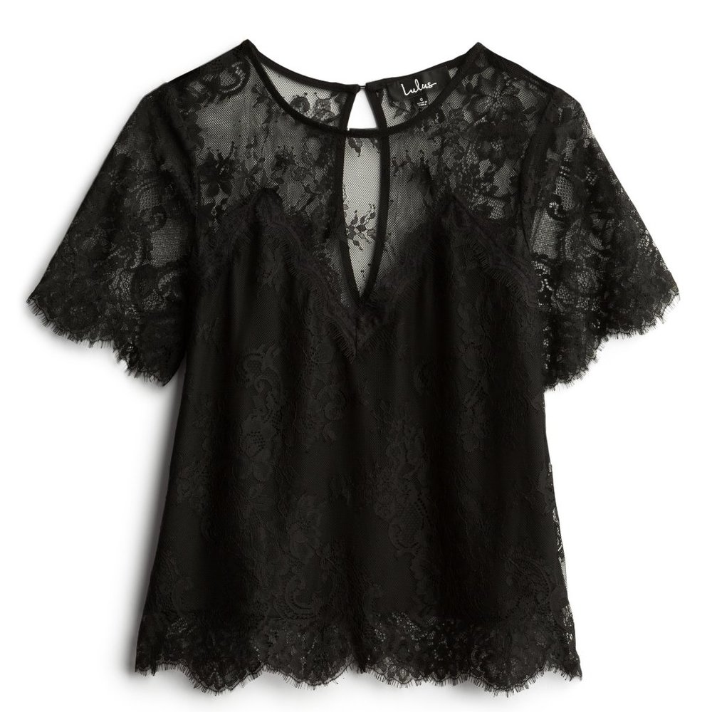 LULUS Pure Genius Sheer Lace Top Size: M
